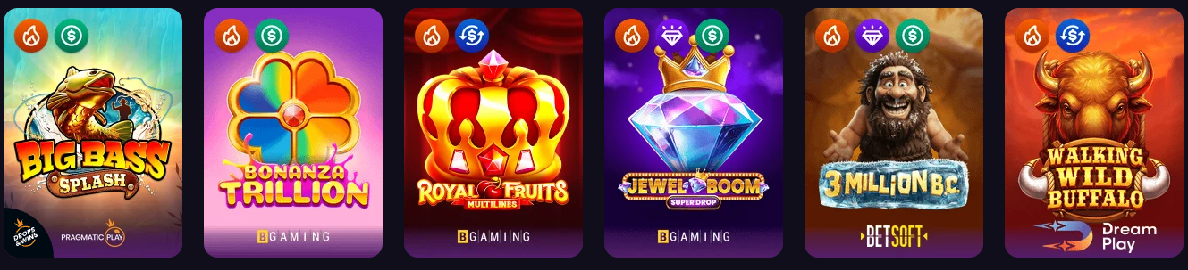 Catalogo dei giochi del casinò Winspirit